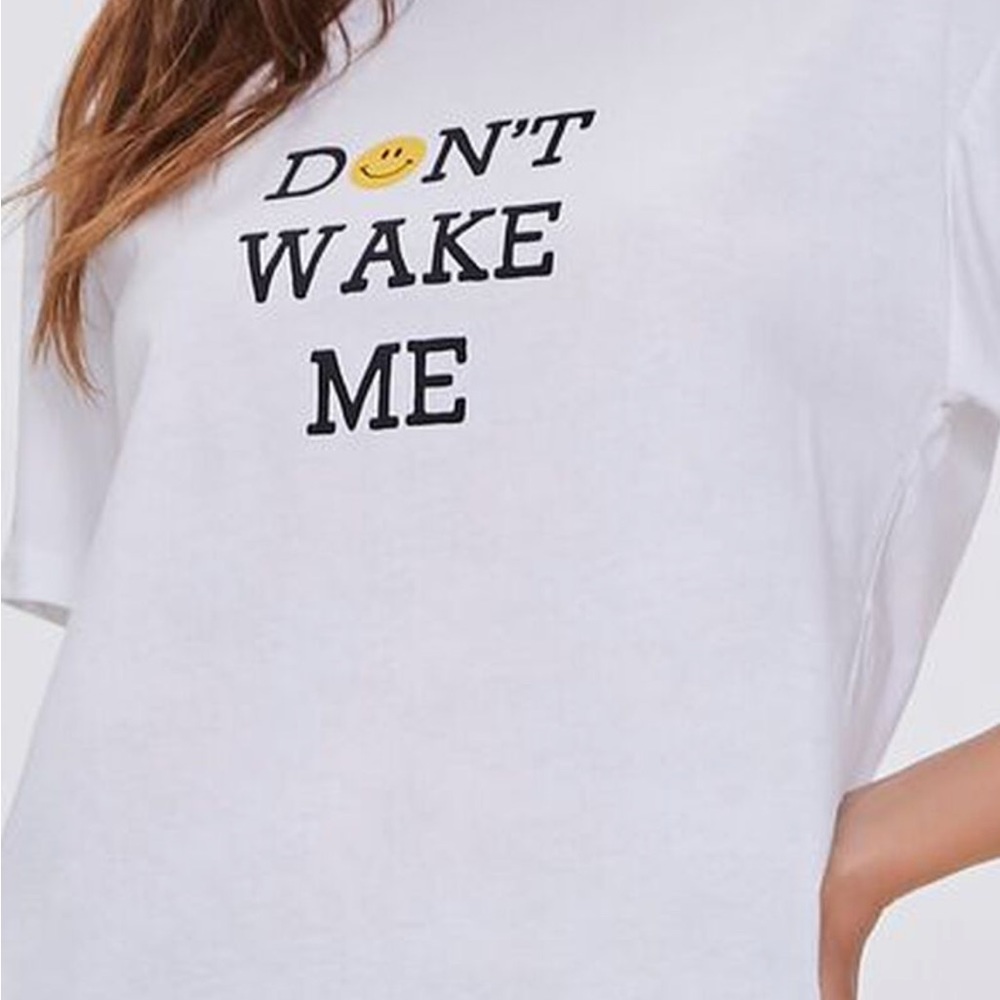 NWT Forever21 Sleepwear Set Smile White/Black. Size Large.